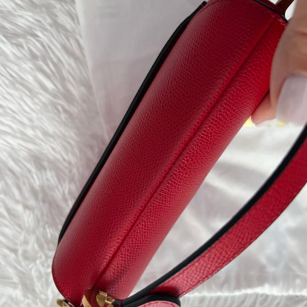 CHRISTIAN DIOR Grained Calfskin Mini Saddle Bag in Red - Picture 9 of 12